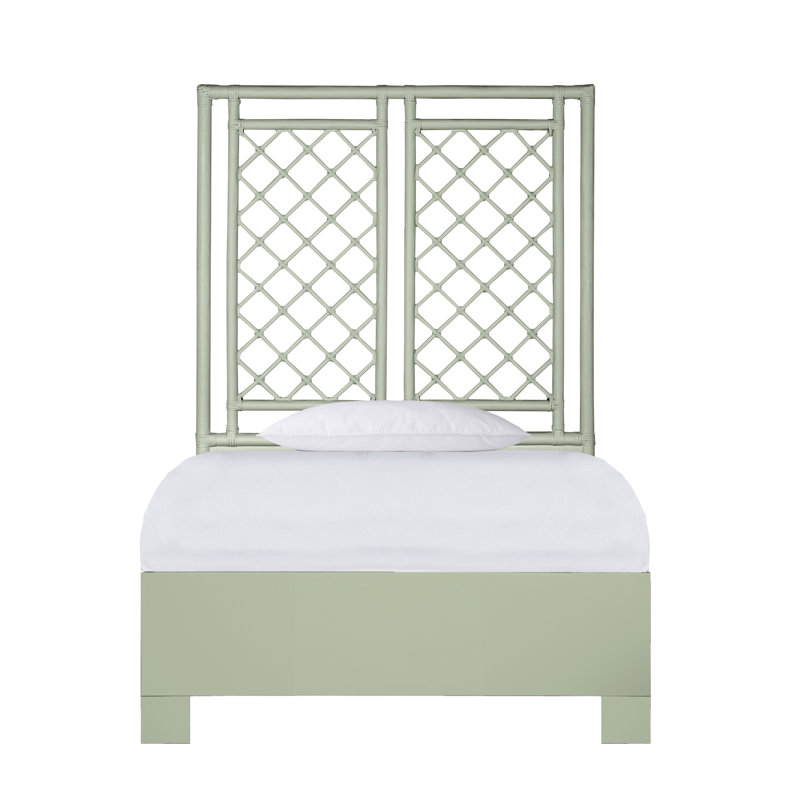 X & Diamond Low Profile Standard Bed, Twin, Celery Green