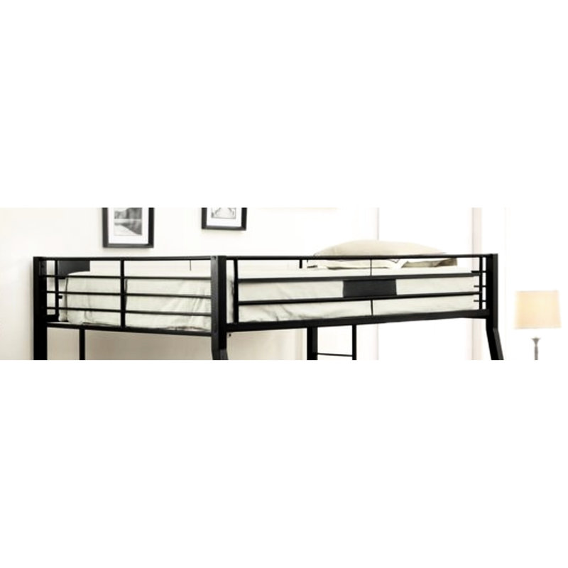 Lit superposé en métal avec finition noire, très grand / très grand, rails de 40 po, lit double latéral, options de matelas très grand et grand lit, cadre, rail de 10 po du sol au bas, fabrication