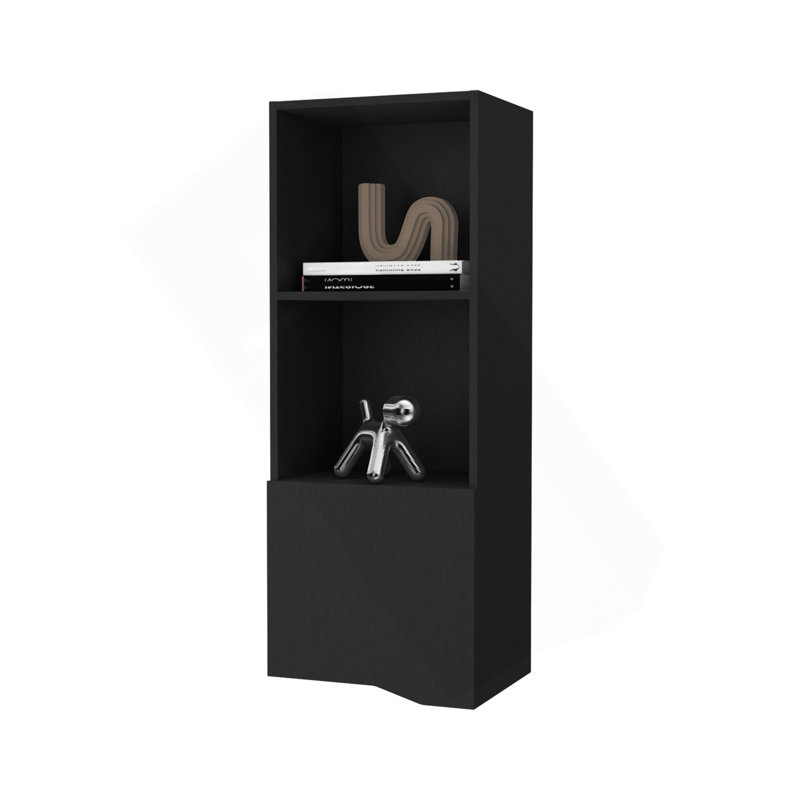 Armoire murale Pima en mélamine avec une porte, noir