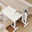 Overbed Bedside Desk - Mobile Rolling Laptop Stand, Adjustable Height - White