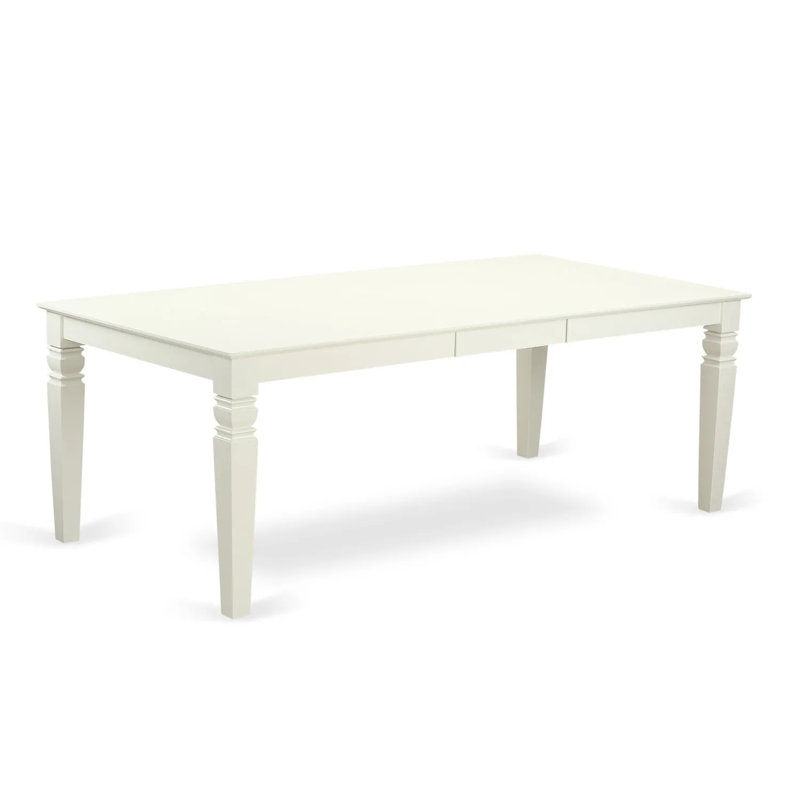 9 Piece Dining Set Includes a Rectangle Dining Room Table with Butterfly Leaf and 8 Gray Linen Fabric Upholstered Parson Chairs, Linen White