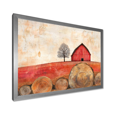 «Autumn Farm On A Wooden Slide Landscape I - Barn Art»
