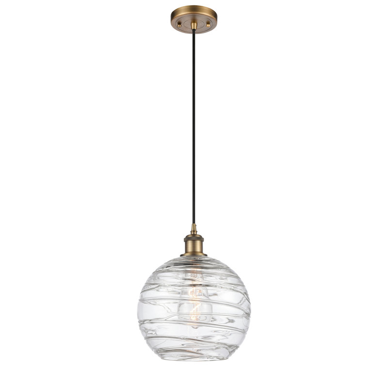 Luminaire suspendu en forme de globe à 1 lumière Mullins, Ampoule non incluse, Laiton brossé, 136.88" H x 13" W x 13" D