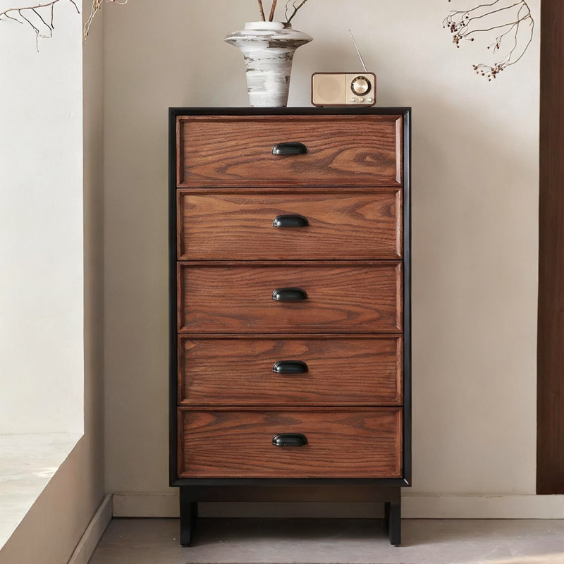 Armoire d'appoint en bois manufacturé noir massif