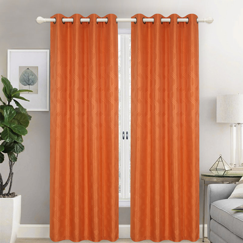 Agustin Room Darkening Curtain Single Panel, Orange
