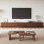 Meuble télé 118 po Mid-Century, console multimédia en bois massif brun avec 5 tiroirs-428547393