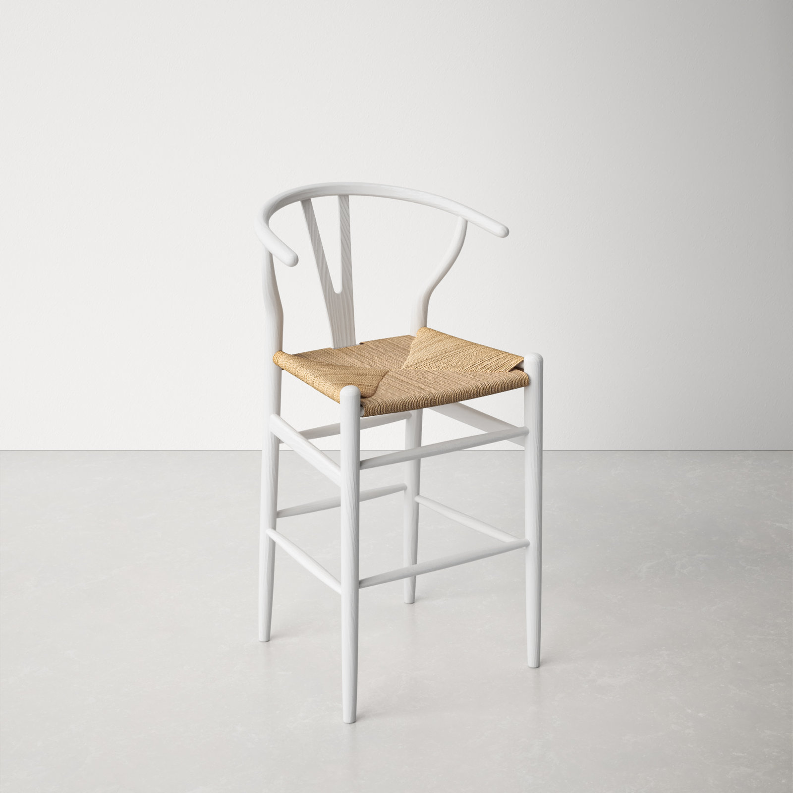 Etta Bar and Counter Stool, White/Natural, Counter Stool (25.75" Seat Height)