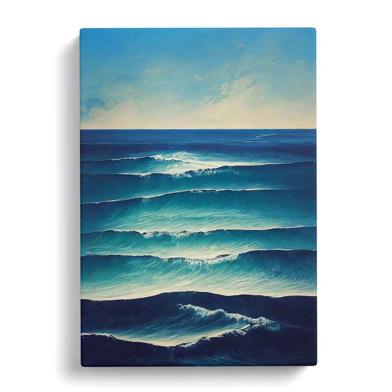 Seascape Painting Gestural - Wrapped Canvas, 76cm H x 50cm W x 3cm D