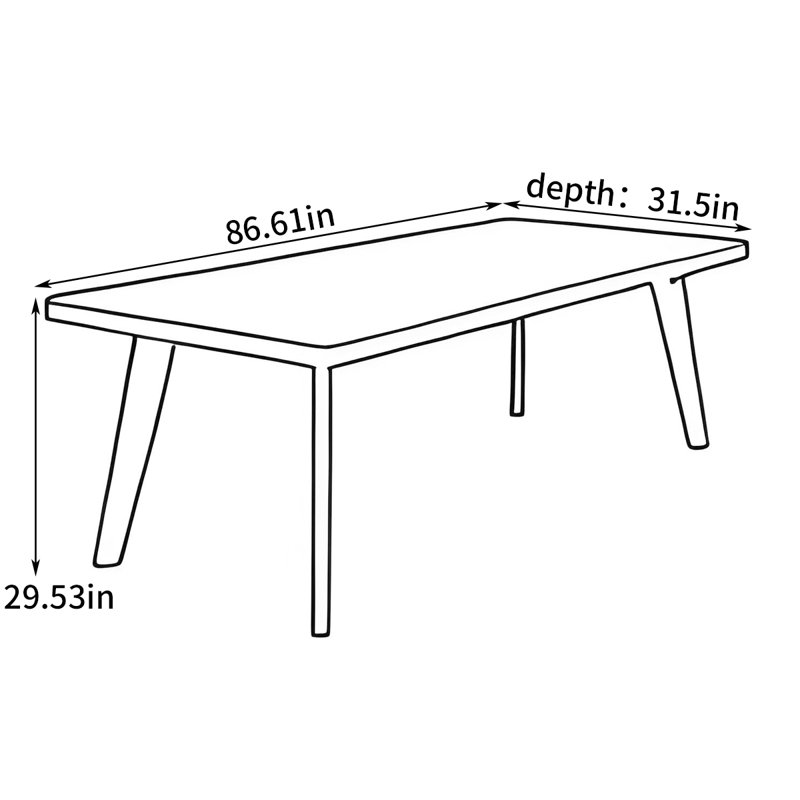 American-style rectangular dining table, 29.53"H x 86.61"L x 31.5"W