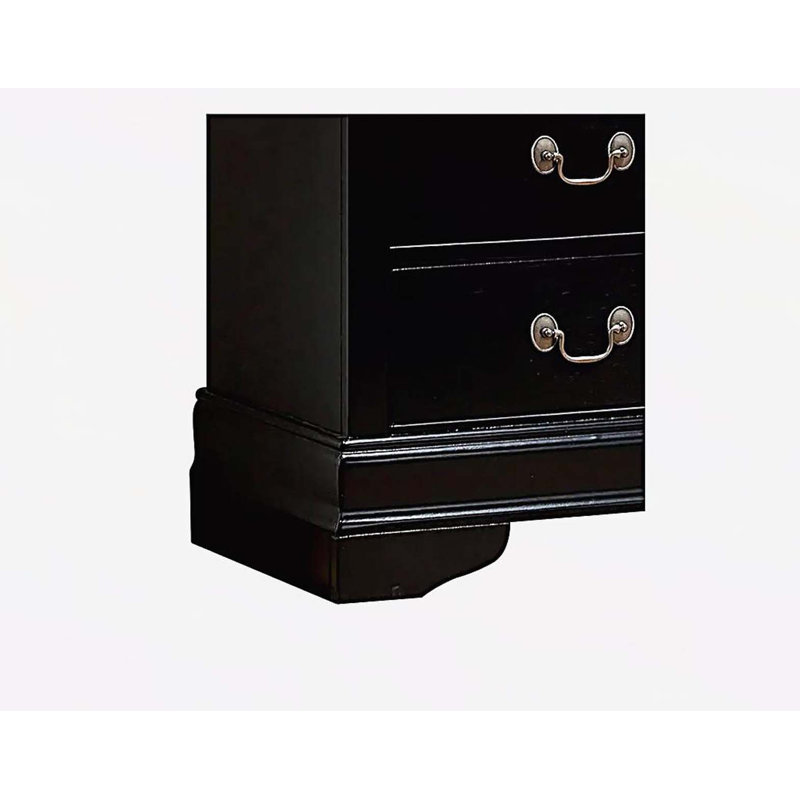 1pc Table de chevet noire Louis Philippe, Noir