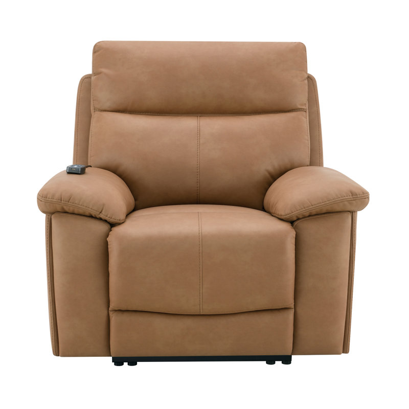 Fauteuil inclinable électrique en cuir brun Aire de Chavis avec port USB et appui-tête électrique