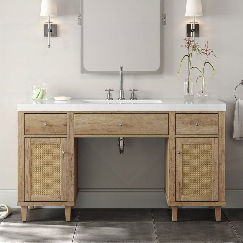Meuble-lavabo moderne et spacieux avec lavabo SMC, tiroirs à fermeture en douceur, plateau basculant et fabrication en bois durable pour des solutions de rangement élégantes.