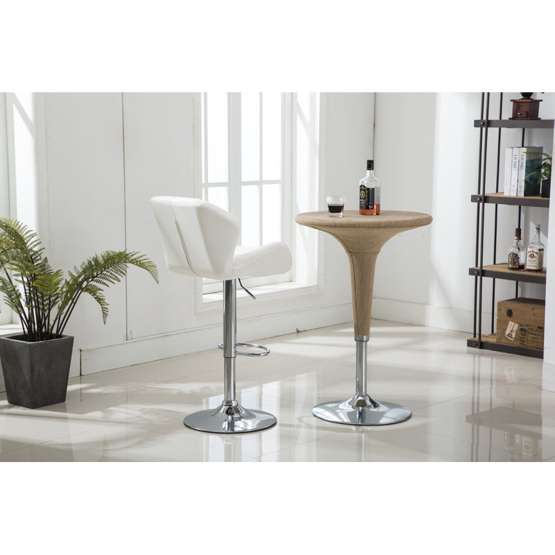 Sanchez Swivel Upholstered Adjustable Height Counter Stool, White