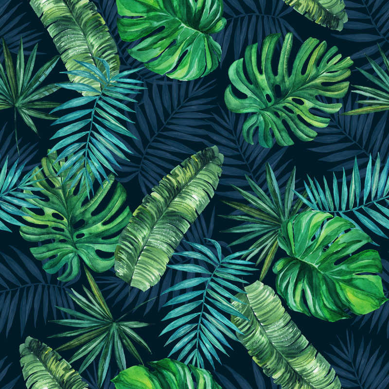 Tropical Leaves 1 Piece Wrapped Canvas Wall Art, 51cm H x 51cm W