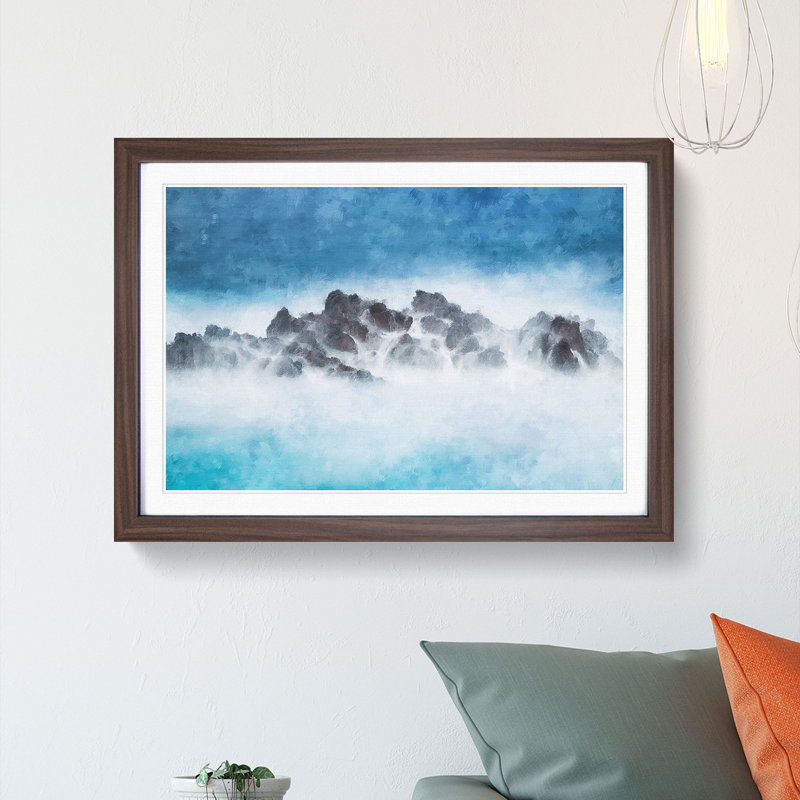 Mist over the Sea in Portugal - Picture Frame Painting Print, 24cm H x 33cm W x 2cm D, Walnut Framed