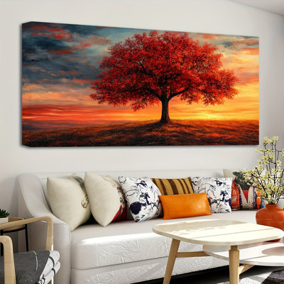 Giant Tree Of Life Canvas Printed Wall Art - Classic Retro Style Landscape - Suitable For Kitchen, Home Office, Bathroom, Living Room, Bedroom Indoor And Outdoor Decoration