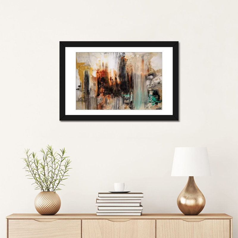 «Swiger Abstract», reproduction sur toile, H 16 po x l 24 po x P 1 po, Papier d'art encadré noir, Blanc