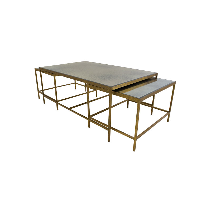Jonathan 3 Piece Coffee Table Set, Gold