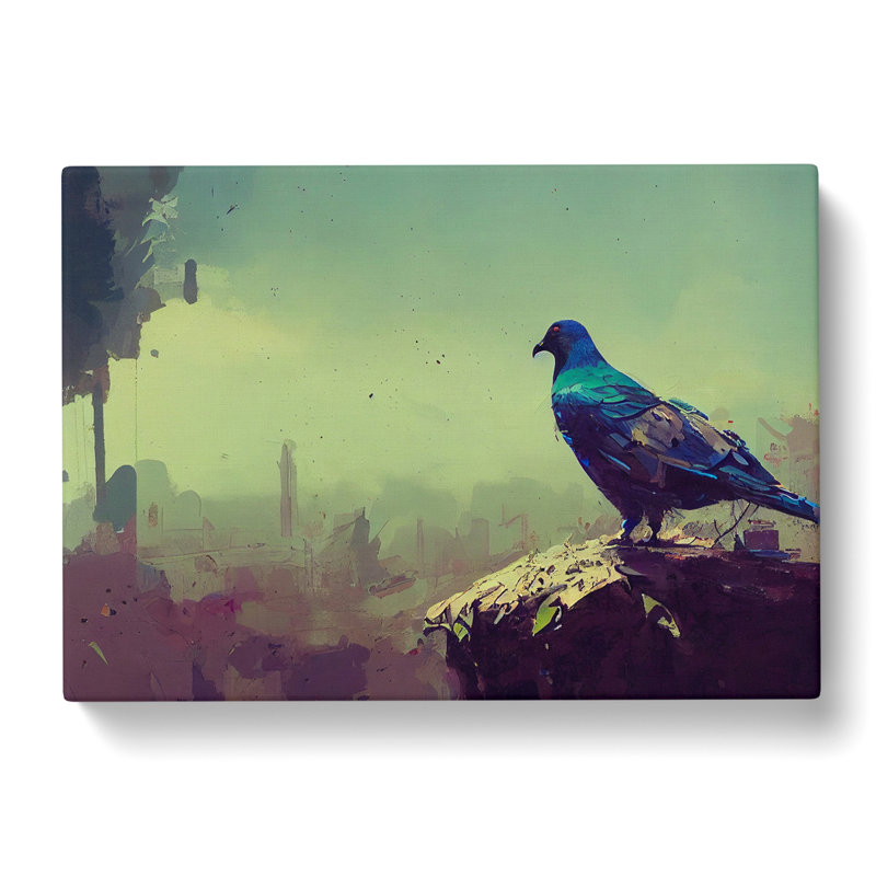 Mysterious Pigeon Bird - Wrapped Canvas Painting, 50cm H x 76cm W x 3cm D