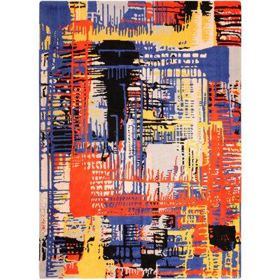 One-of-a-Kind 8'2" X 11' 2000s Wool Area Rug in Orange/Yellow/Beige