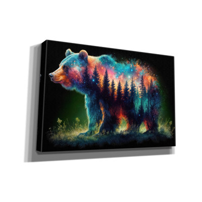  «Vibrant Bear 8» par Rey Klimt, art mural sur toile, 18 po x 12 po