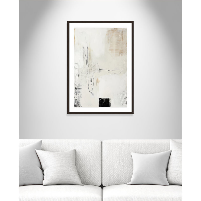 «Neutral Balance III» par Lazar Studio, L 25,5 po x H 35,5 po, Noyer à grain ouvert, Imprimé mat