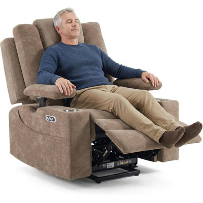 Fauteuil inclinable électrique Power Lift avec massage et chaleur, appui-tête réglable indépendant, ports USB et porte-gobelets