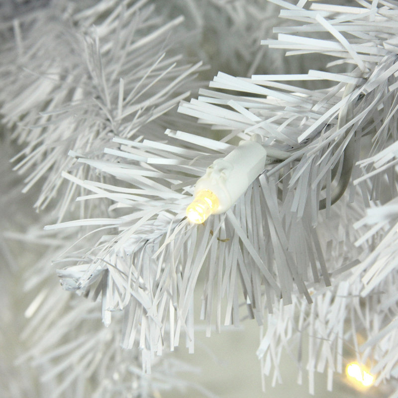 Arbre de Noël artificiel pin blanc 7,5 pi avec lumières DEL blanc chaud Lenalee