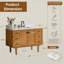 Meuble-lavabo simple 48 po Orasia en brun manguier avec comptoir en quartz blanc brume Calacatta sans miroir-628059948