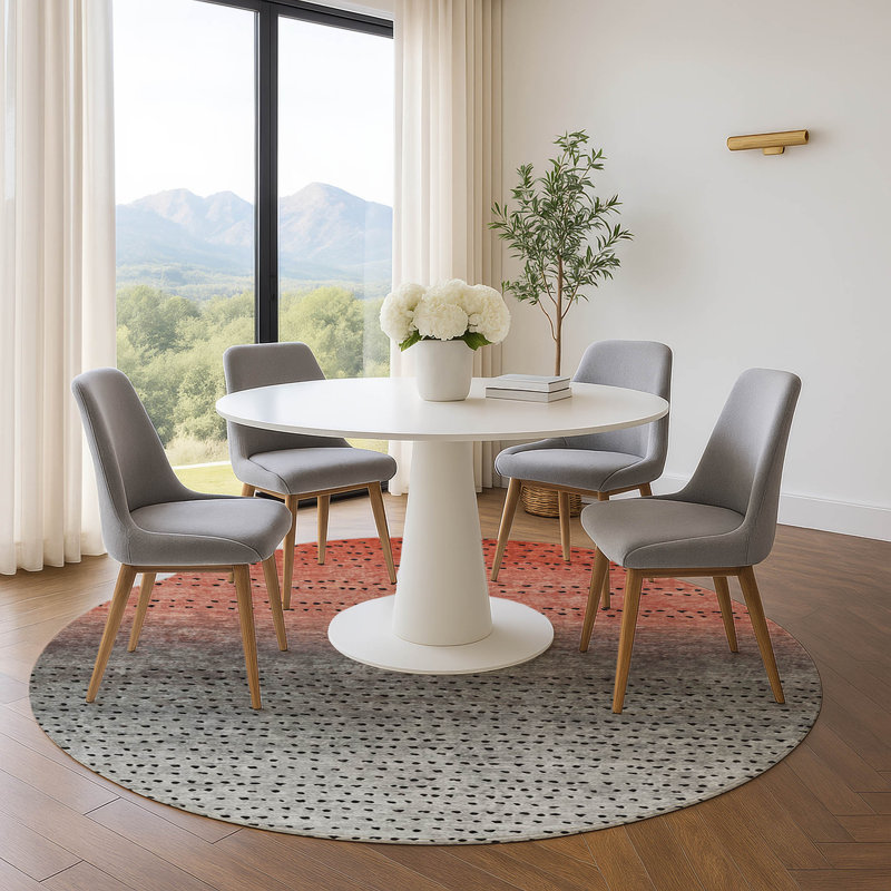 Premium Machine Washable Ariel AMF2009 Abstract Rug, Round 8'
