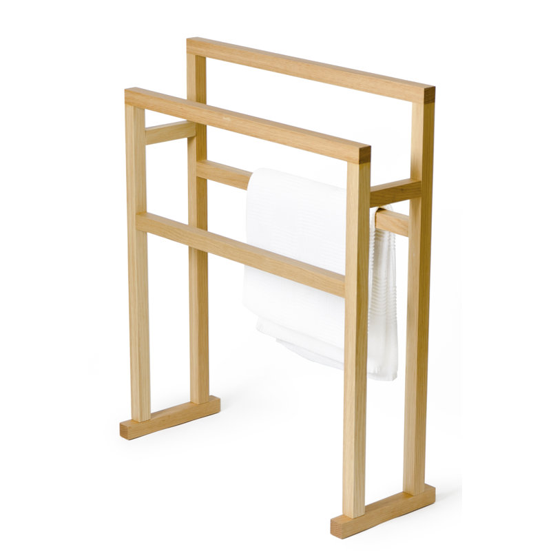 Belinda Wood 4 Freestanding Towel Stand, Natural Oak