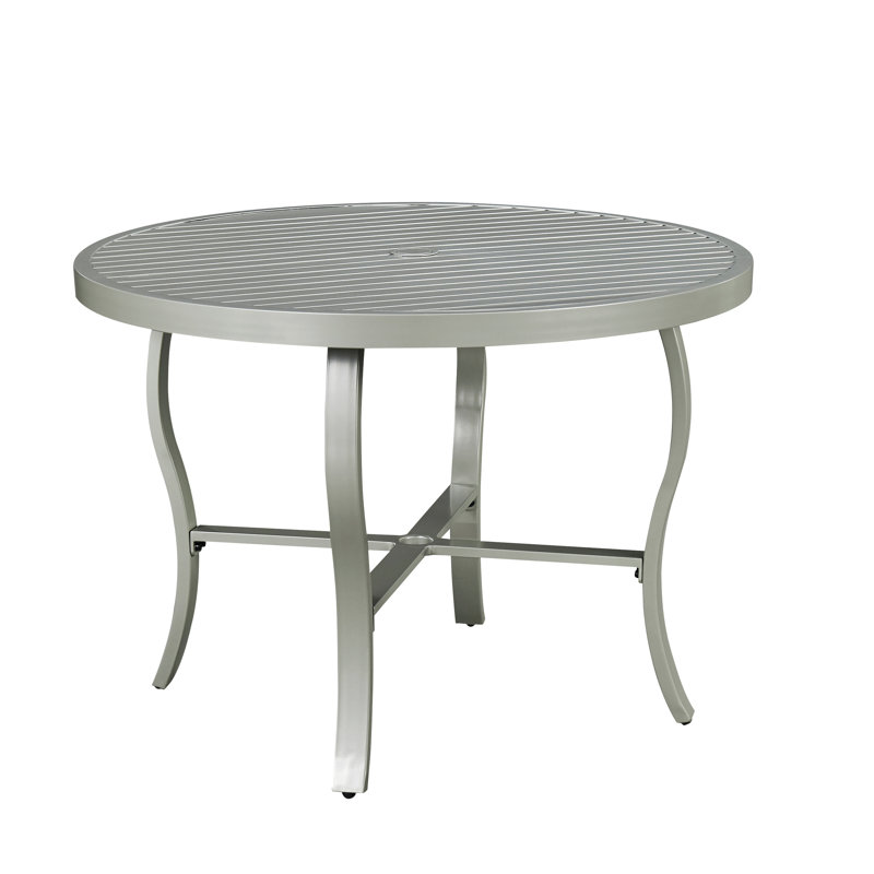 Dinan Round Metal Outdoor Dining Table With Umbrella Hole , in. W in. D, 42" W x 42" D