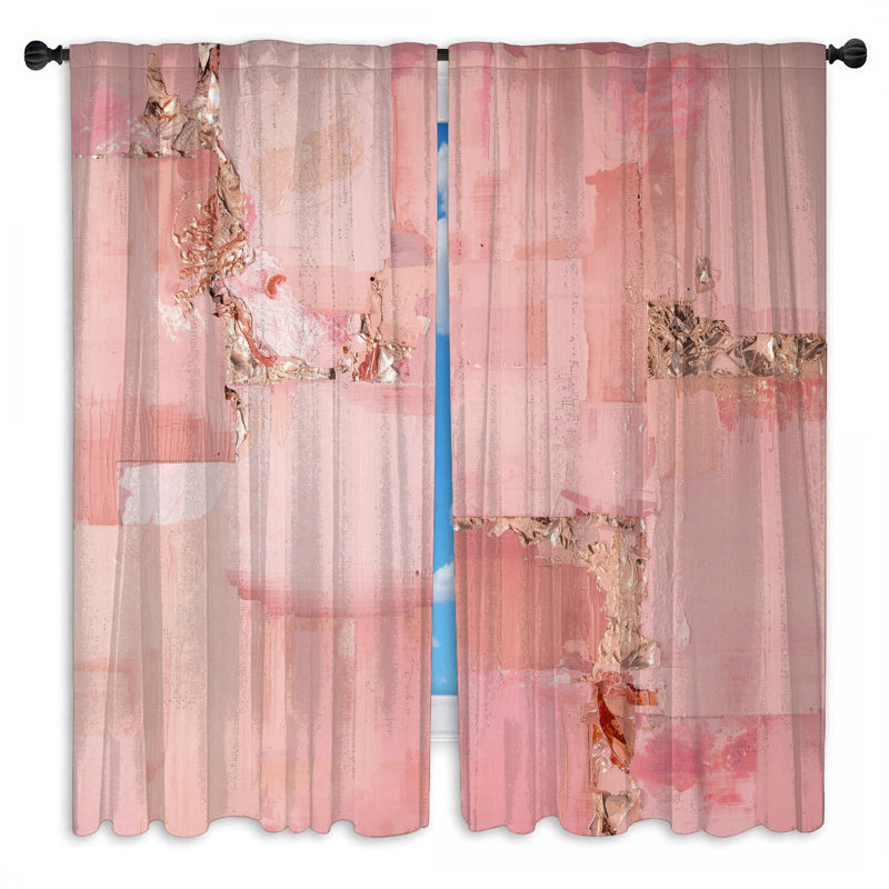Rideaux de fenêtre texturés roses abstraits et transparents - 2 panneaux, 20 po x 60 po - 2 panneaux, Transparent