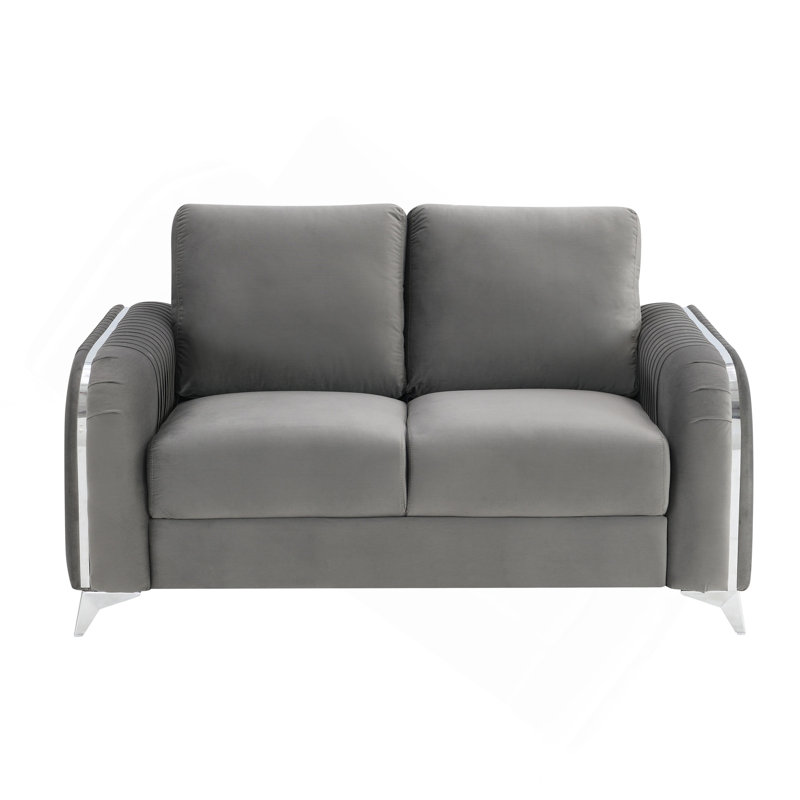 Causeuse en velours gris Wenona