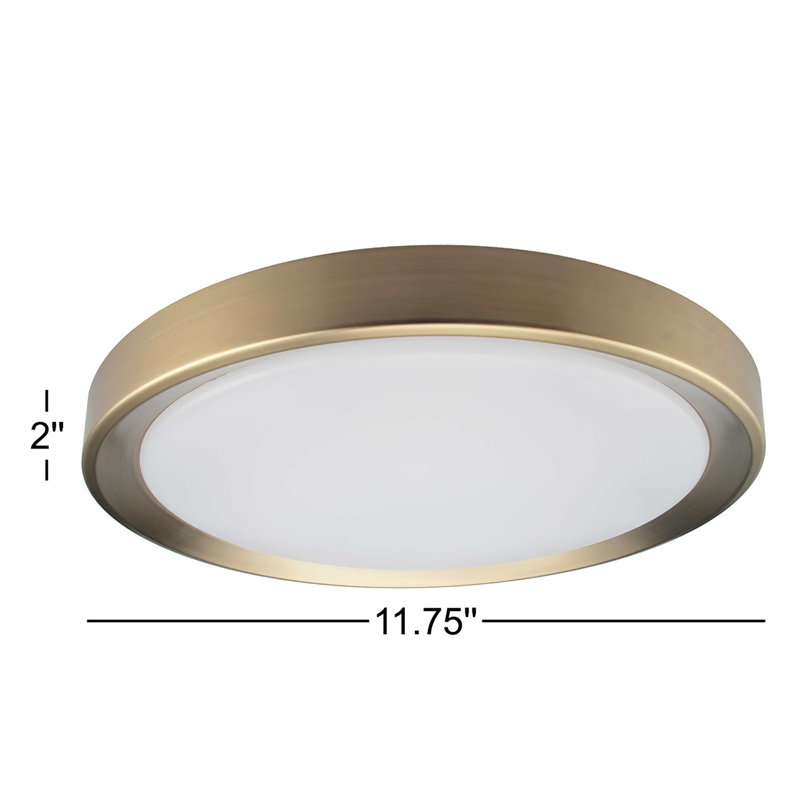 LED Flush Mount, Aged Brass