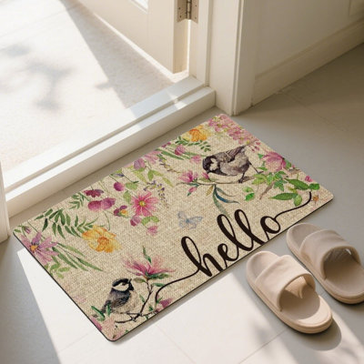 Tapis beige aquarelle floral pour chambre à coucher et salon, 24 po x 36 po, rose beige