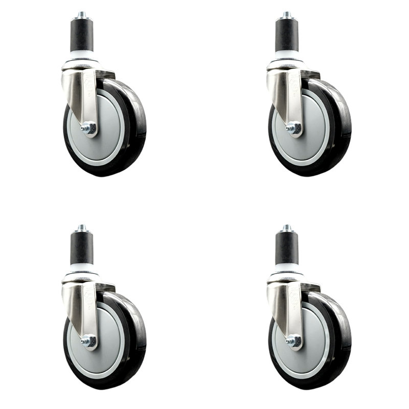 Roulettes pivotantes, Noir, H 5 po x l 5 po