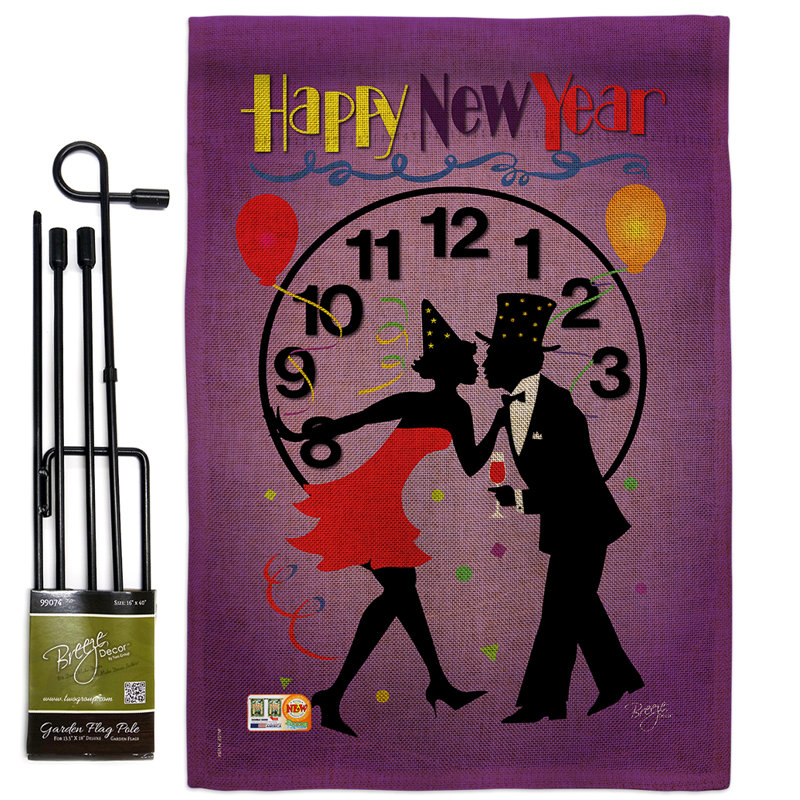 « new year winter », impression en polyester de 2 côtés 19 po x 13 po ensemble de drapeau