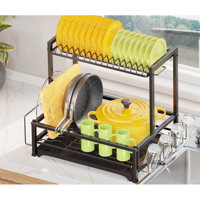 Égouttoir à vaisselle au-dessus de l'évier, égouttoir à vaisselle pour comptoir de cuisine, égouttoir à vaisselle en acier inoxydable à 2 niveaux