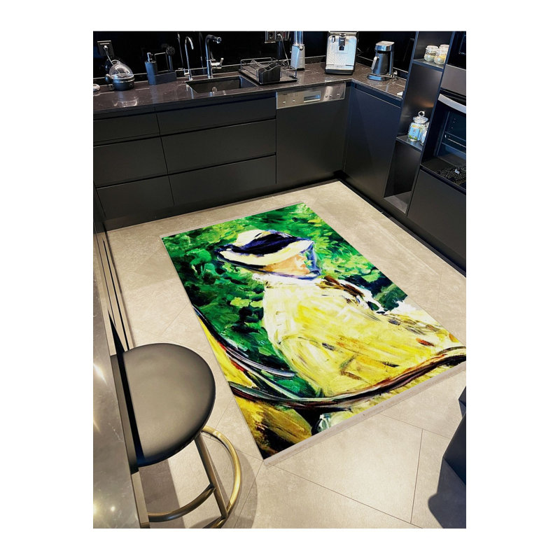 Tapis décoratif à motif pastel femme avec figurine Fedora, Tapis de couloir 3 pi 3 po x 6 pi 7 po inclus