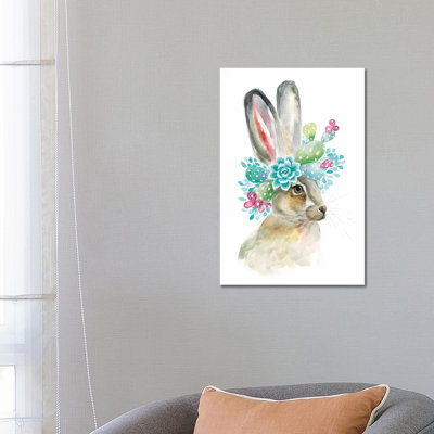 Cactus Bunny 1 Piece Wrapped Canvas Wall Art