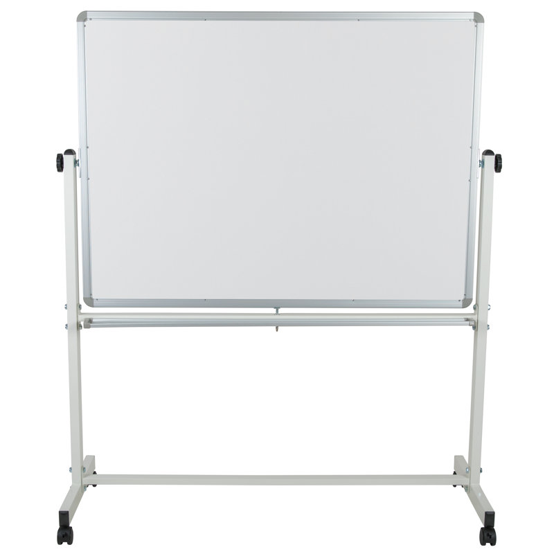 Large White and Cork Reversible Mobile Board with Aluminum Frame