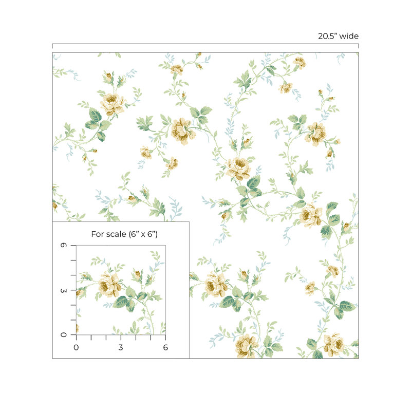 Rouleau de fleurs Asenith, Champ de blé / sauge, L 216 po x l 20,5 po