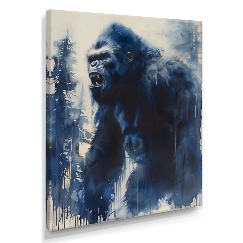 «Blue Grey Mythic Majesty Winter Bigfoot», impression d'art mural Bigfoot, Toile tendue, H 44 po x l 34 po x P 1,5 po