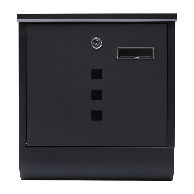 Black Steel Lockable Wall Mounted Mailbox with Newspaper Holder