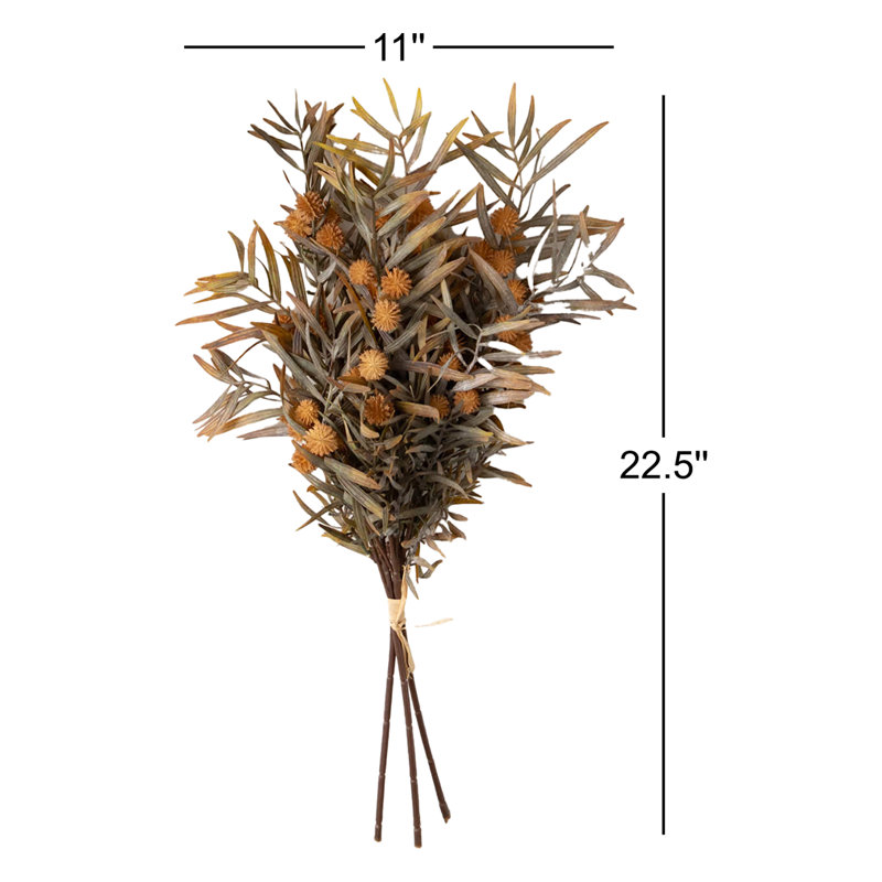 22.5" Artificial Fall Mixed Grass Bush Set of 3, Multicolor