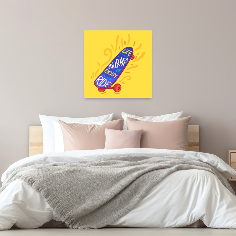 Life Journey Skateboard Colorful Vibrant Contemporary Wall Art Print 1 Piece Wrapped Canvas Wall Art, 81.28cm H x 81.28cm W