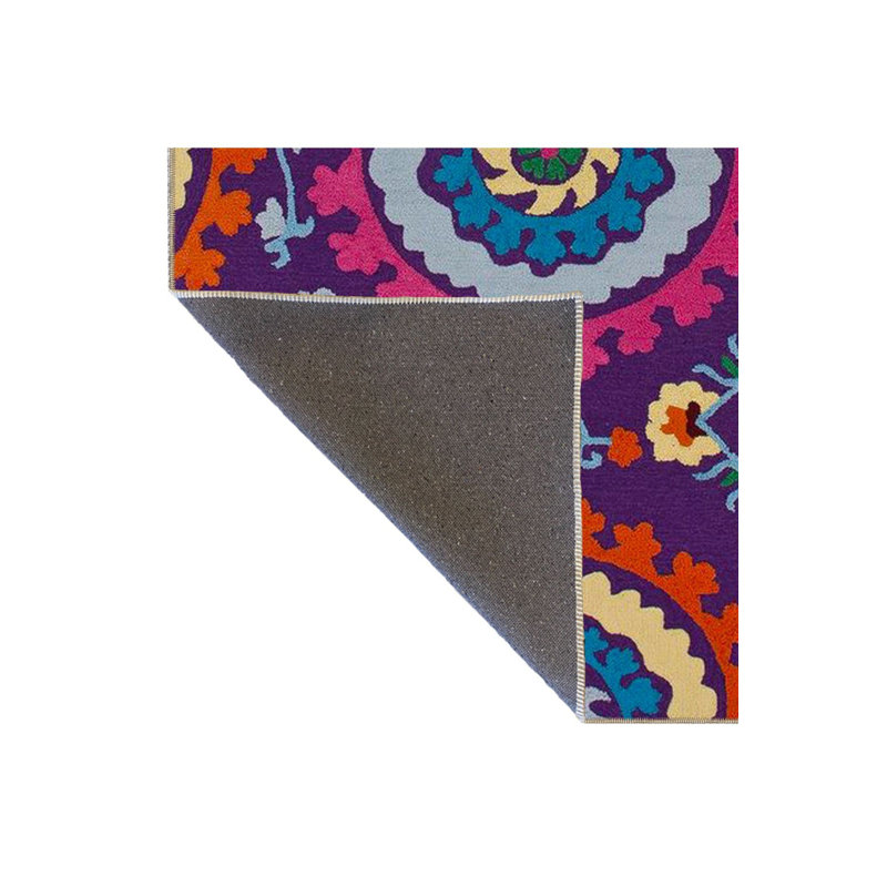 Tapis lavable mauve à motif floral coloré, Sous-tapis rectangulaire 3 pi 11 po x 5 pi 11 po i
