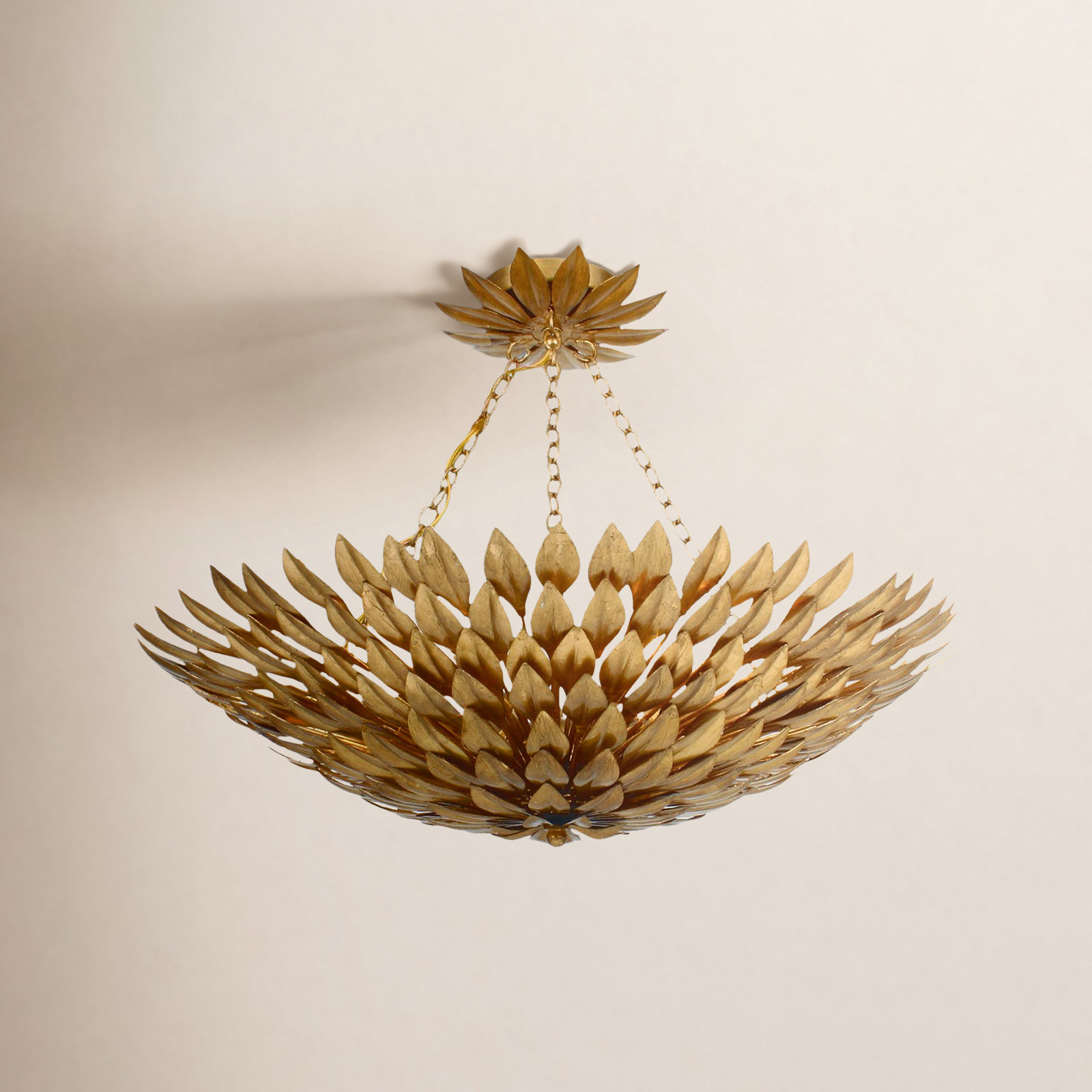 Margo 8-Light Semi Flush Mount, Antique Gold, 6 Lights, 6'H x 24.5"W 24.5"D