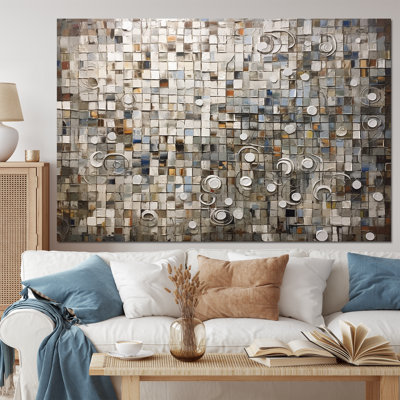 «Brown and White Bohemian Medley - Boho Mosaic», reproduction d'art sur toile encadrée